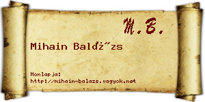 Mihain Balázs névjegykártya